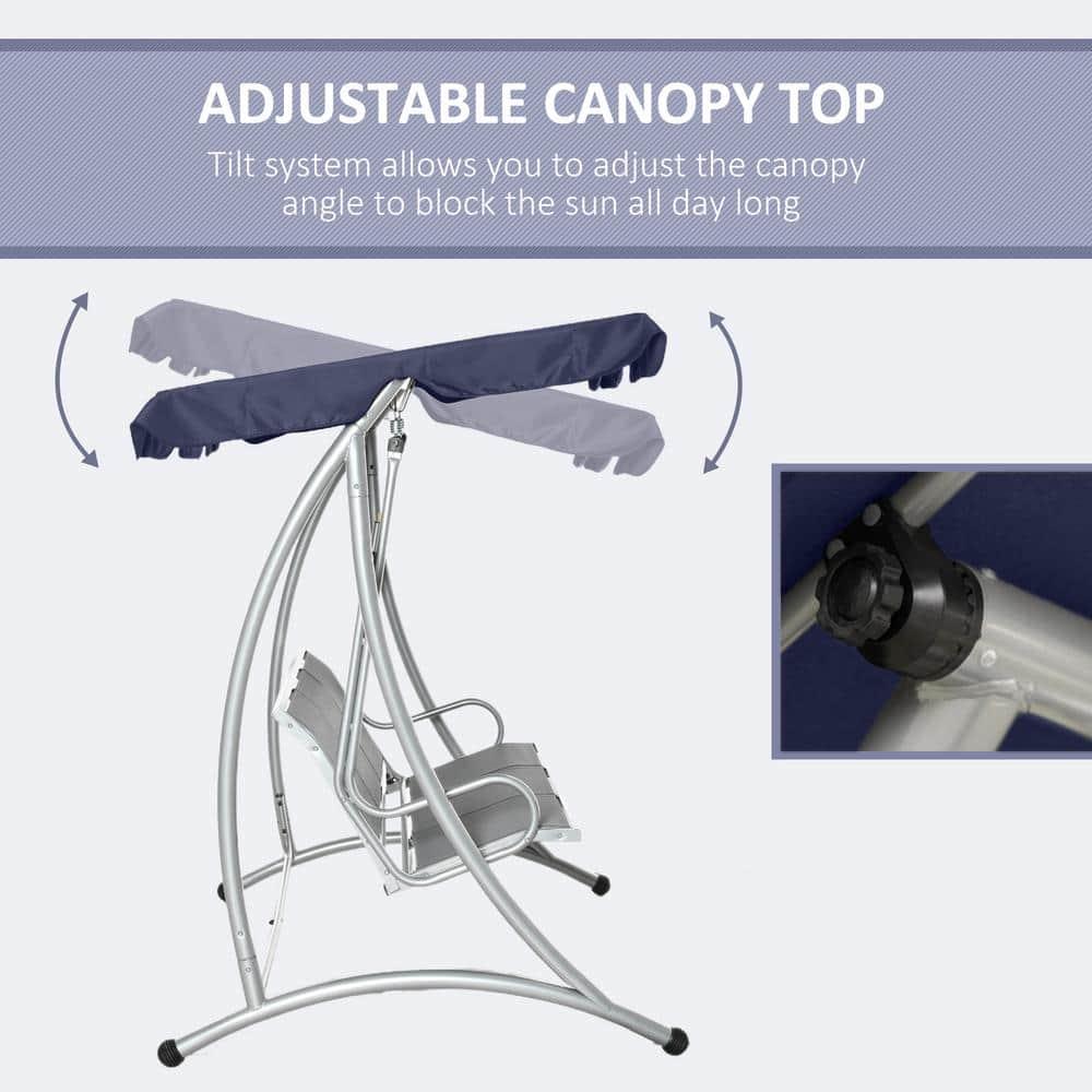 Outsunny 3-Seater Patio Swing Chair with Canopy Top for Backyard Balcony
