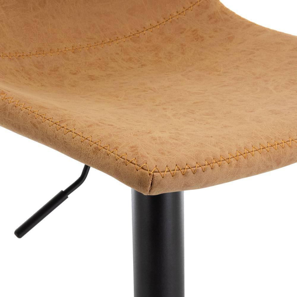 LeisureMod Tilbury Modern Adjustable Bar Stool Set of 2 with Footrest and 360-Degree Swivel, Counter Height Chairs for Kitchen Island and Home Bar