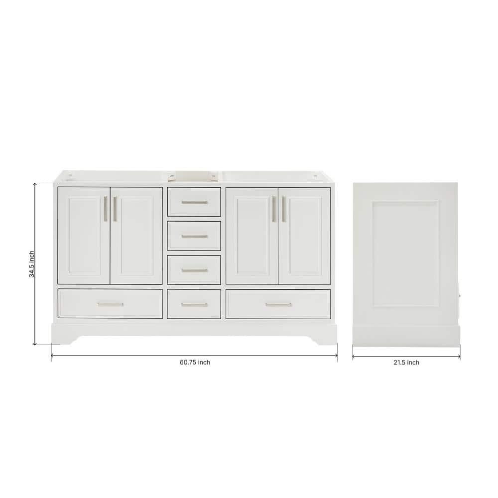 Ariel A061d-Bc Cambridge 60" Double Free Standing Vanity Cabinet Only - White