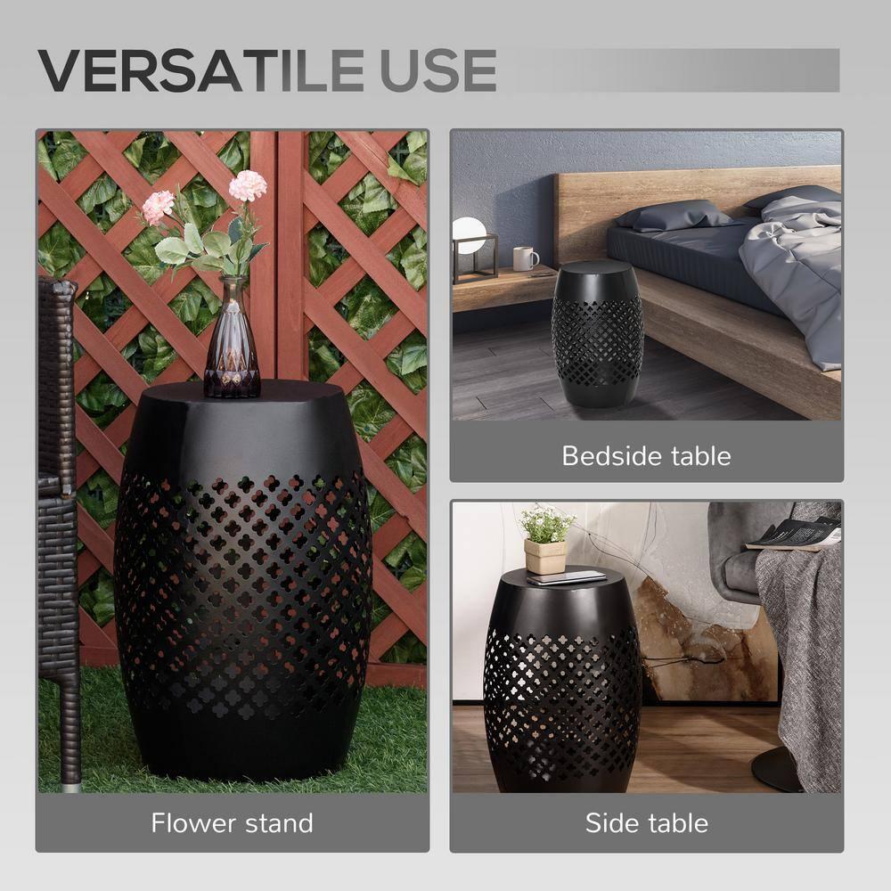 Latitude Run® Outsunny 12.5" Steel Round Patio End Table - Versatile Indoor & Outdoor Accent