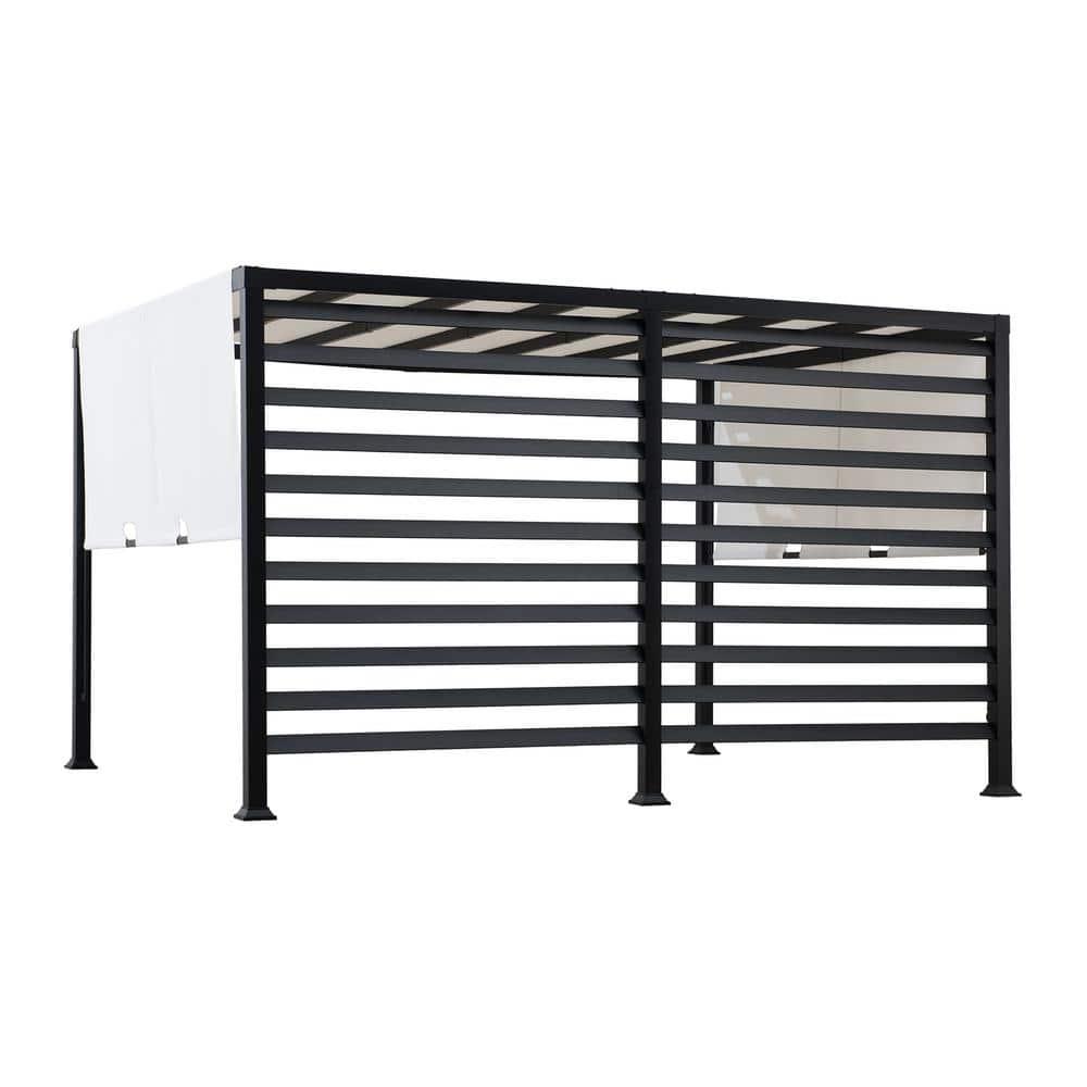 Sunjoy Sunjoy Outdoor Pergola 10 x 12 ft. Steel Pergolas with White Adjustable Shade and Privacy Screen for Backyard