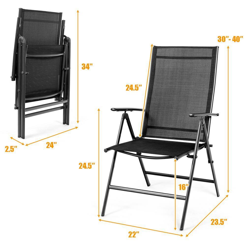 Costway Set of 2 Patio Folding Chair Recliner Adjustable  Black