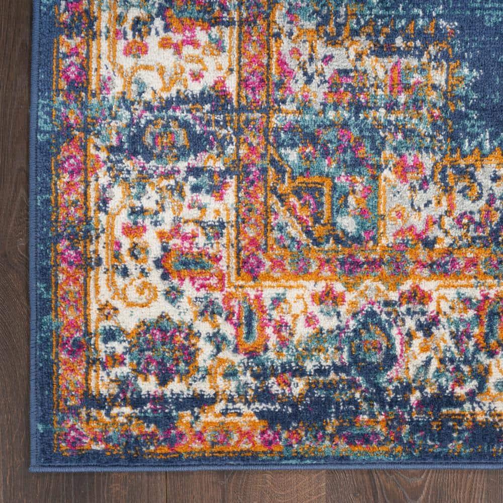 Nourison Passion Medallion Bohemian Indoor Rug Navy 5'3" x 7'3"