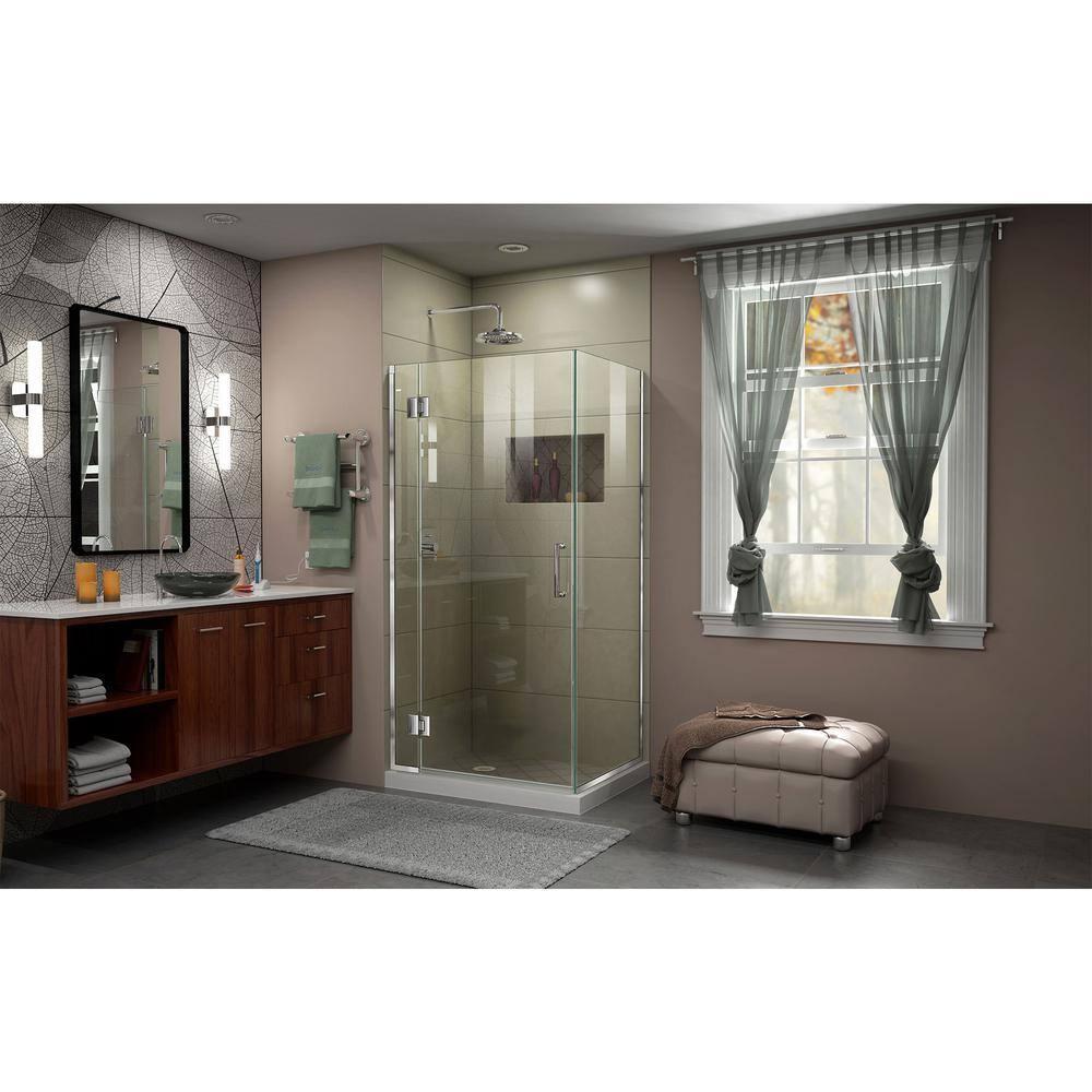 Unidoor-X 36 3/8 in. W x 30 in. D x 72 in. H Frameless Hinged Shower Enclosure