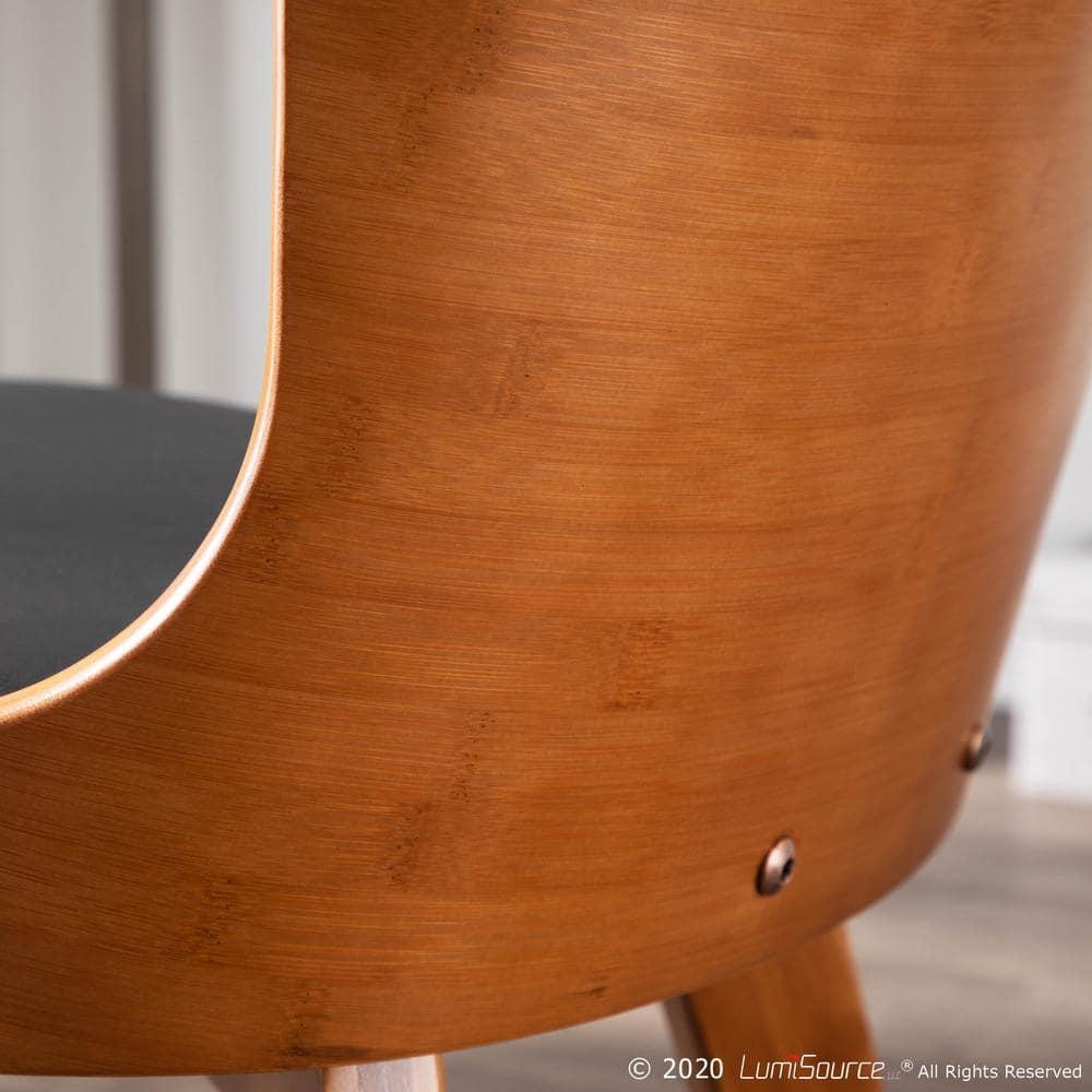 Bocello Mid-Century Modern Chair Black/Walnut - LumiSource: Faux Leather, Wood Frame, Armless