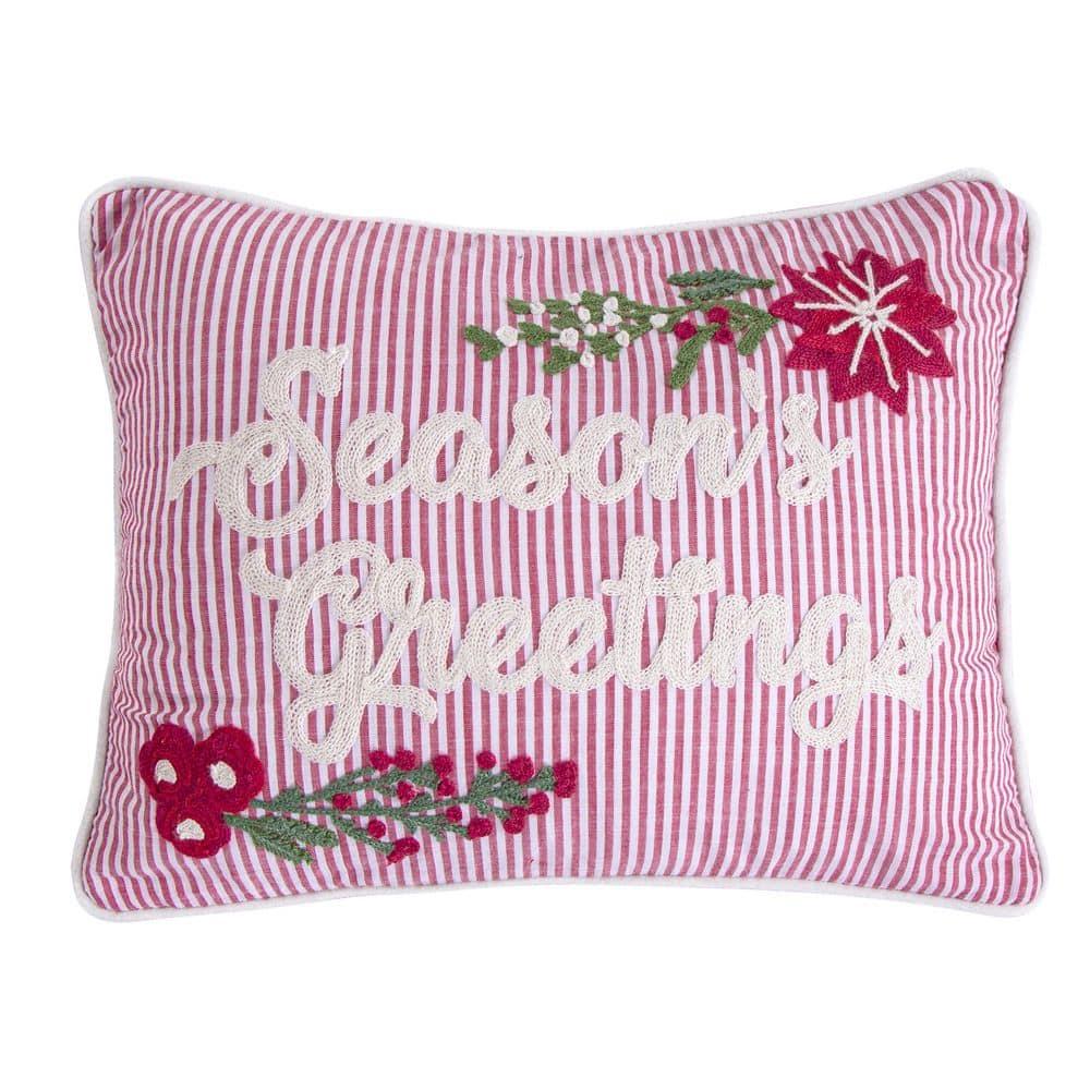 Villa Lugano Sleigh Bells by Levtex Home - Decorative Pillow (14x18in.) - Season's Greetings - Red, White, Green