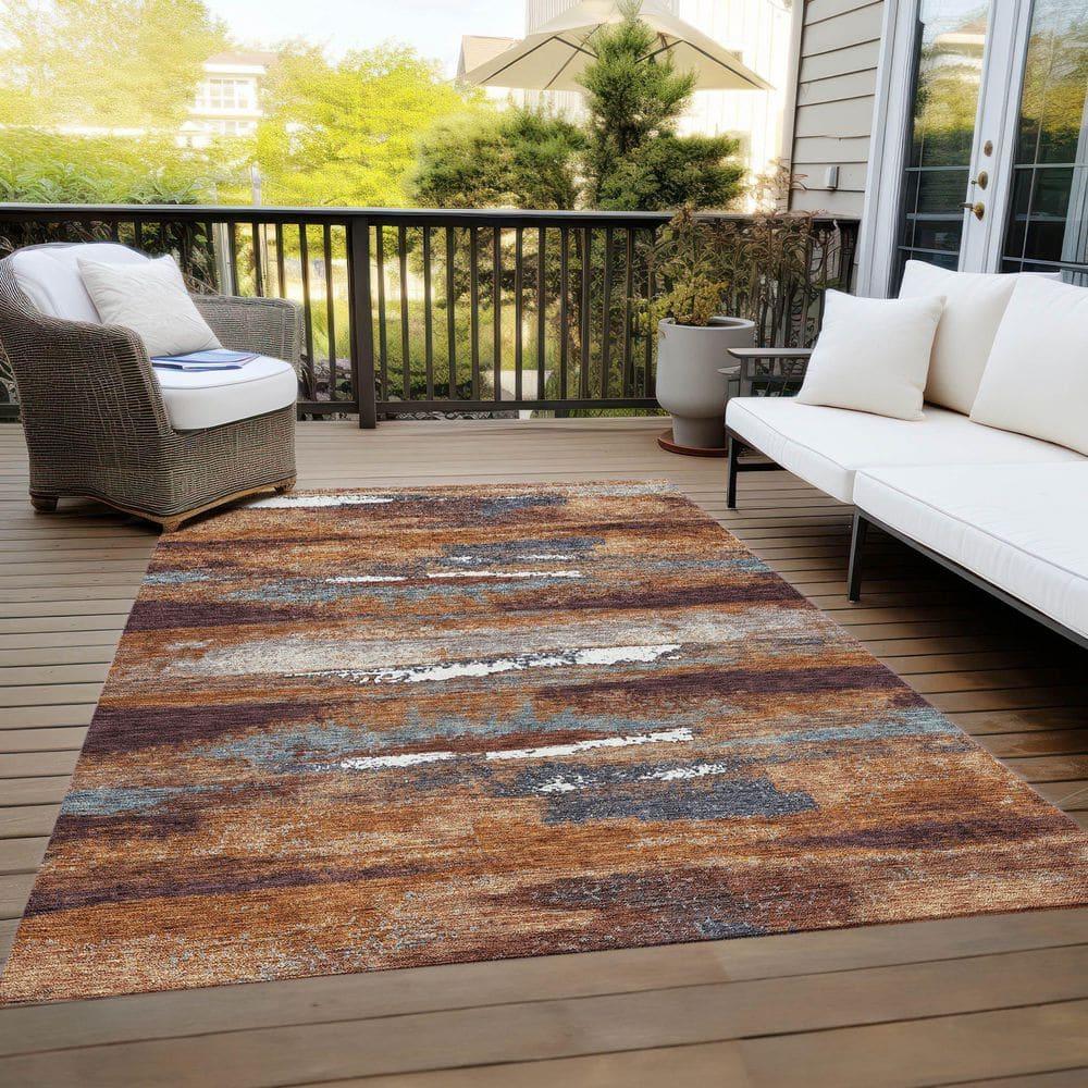 Addison Rugs Chantille Indoor/Outdoor Transitional Geometric, Abstract Copper Washable Rectangle Rug, 2'6" x 3'10"