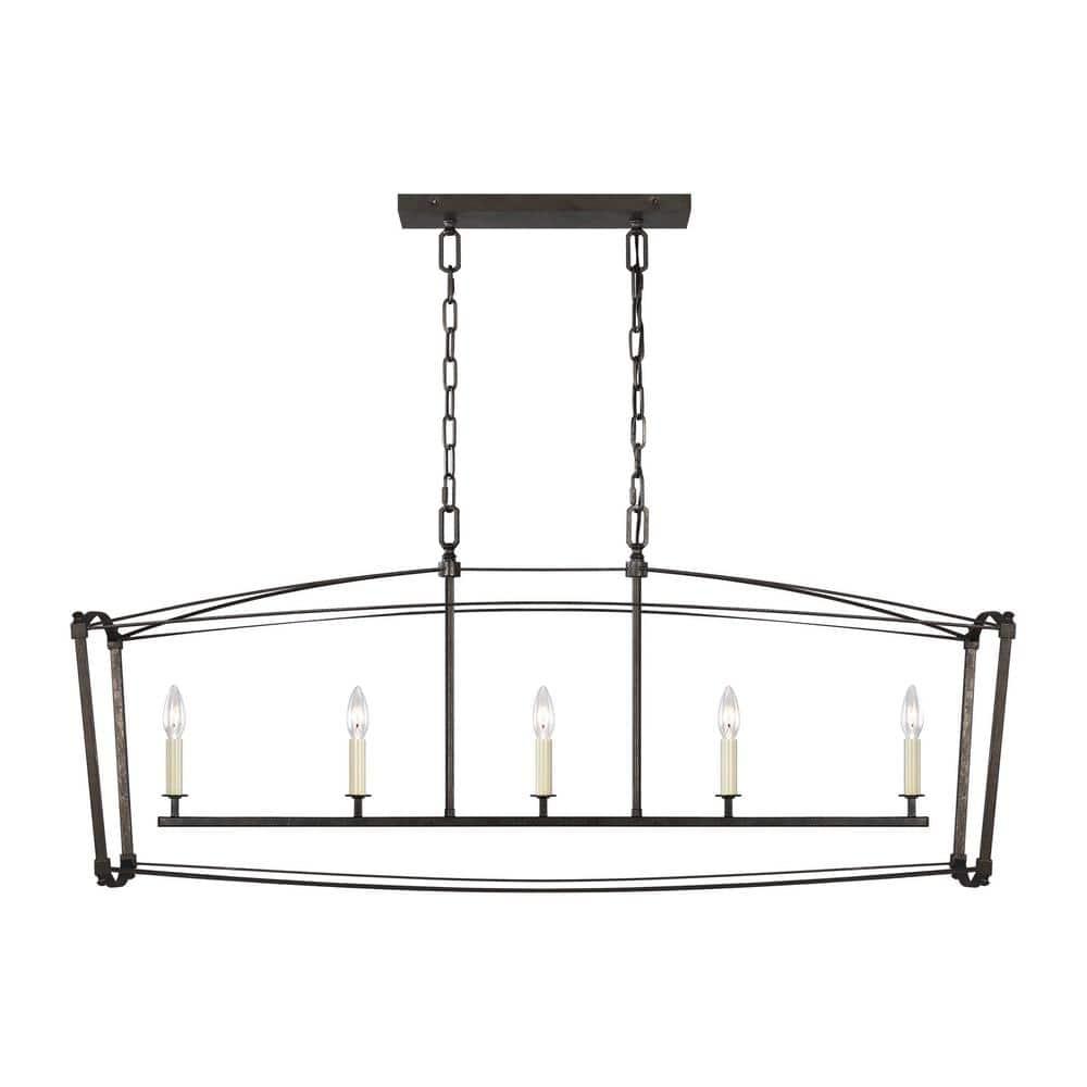 Thayer Smith Steel 5-Light Candelabra Linear Chandelier