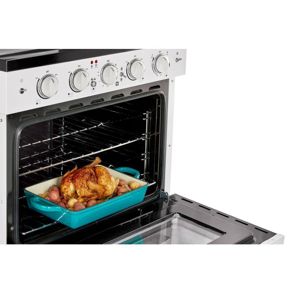 Unique Appliances Classic Retro 30" 5 Element 3.9 cu. ft. Freestanding Electric Glass Top Range with Convection Oven UGP-30CR EC W