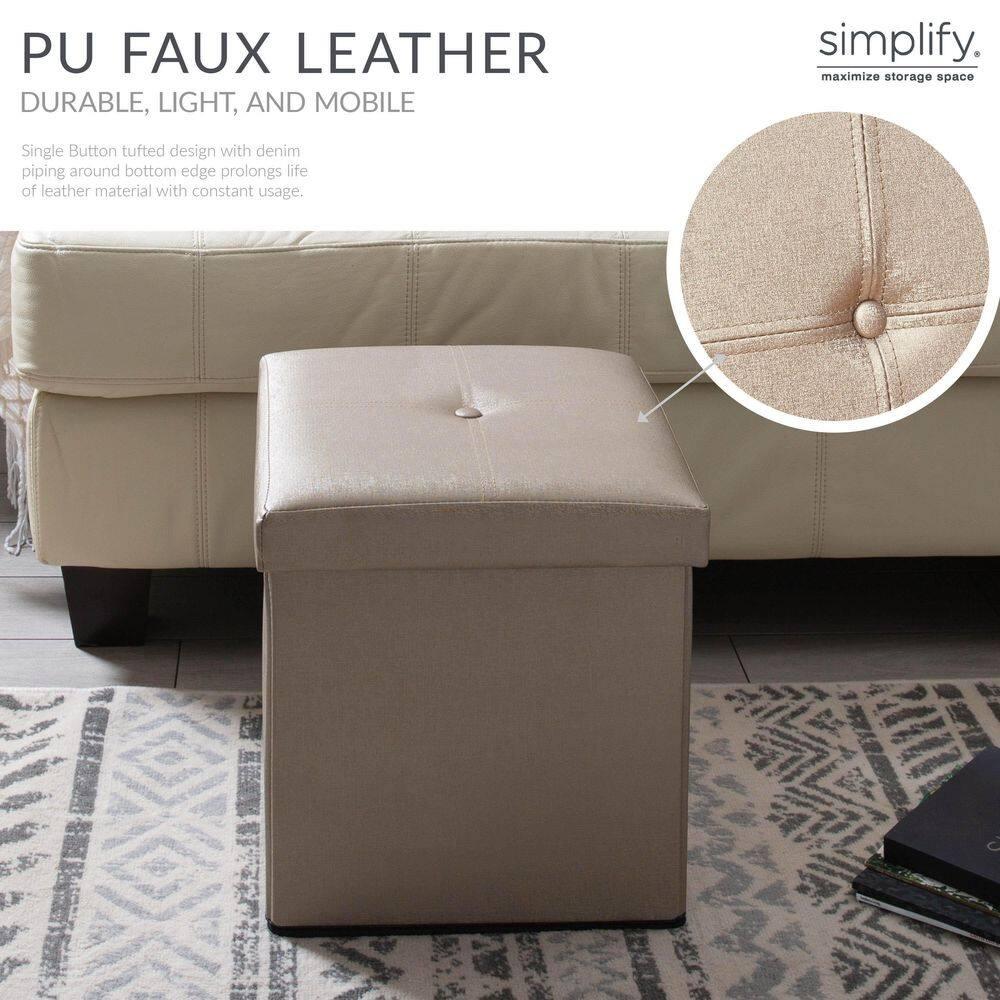 Simplify Luxora Faux Leather Ottoman