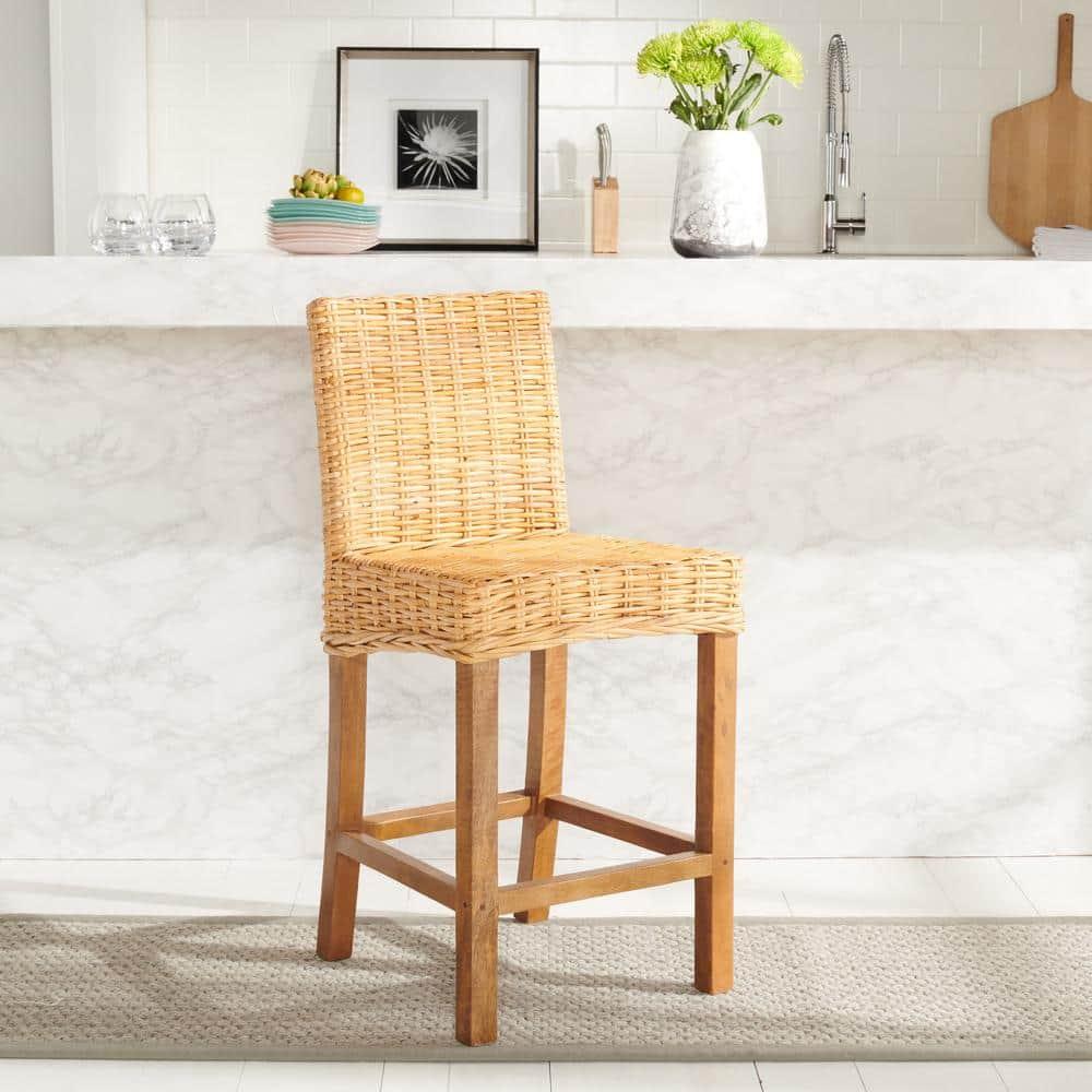 Tobie Rattan Counter Stool - BST6501 - Natural/Golden Brown - Safavieh