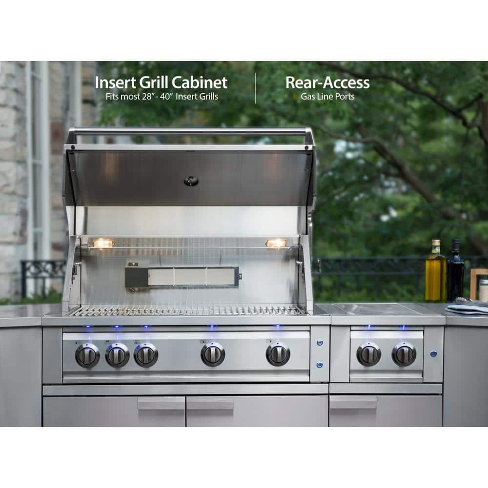 Outdoor Kitchen Stainless Steel 64" W x 24" D x 36.5" H 2-Piece Modular Cabinet Set