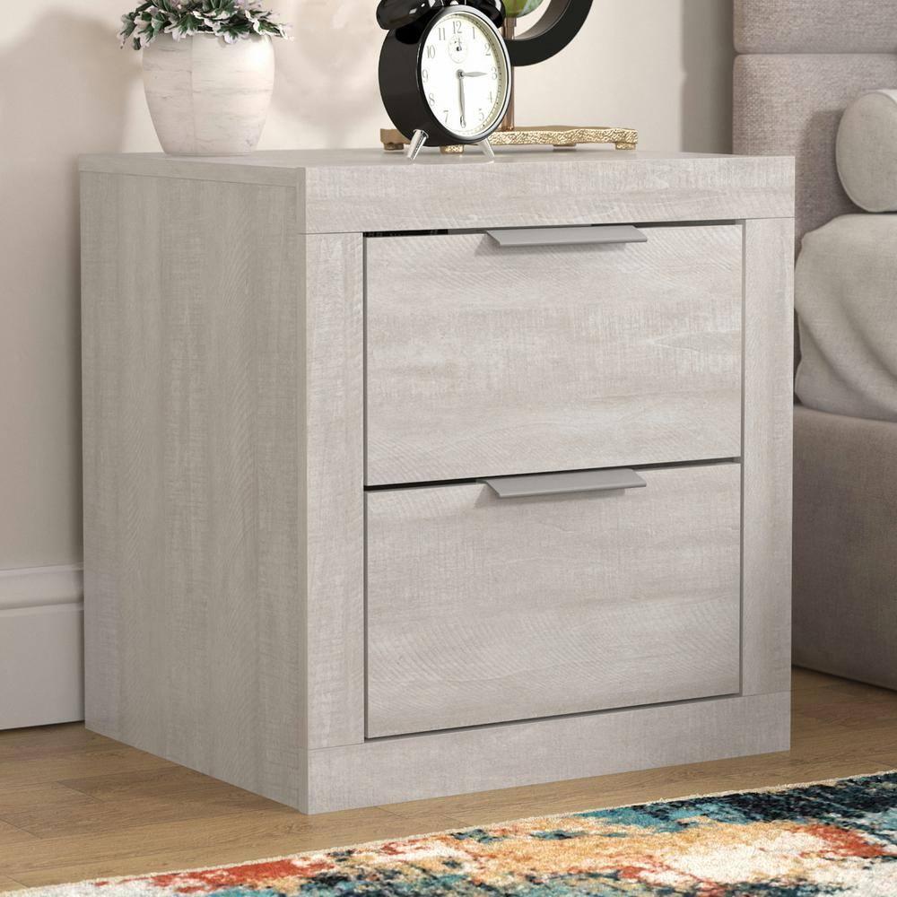 Galano Harlowin 2 Drawer Nightstand - Dusty Grey Oak