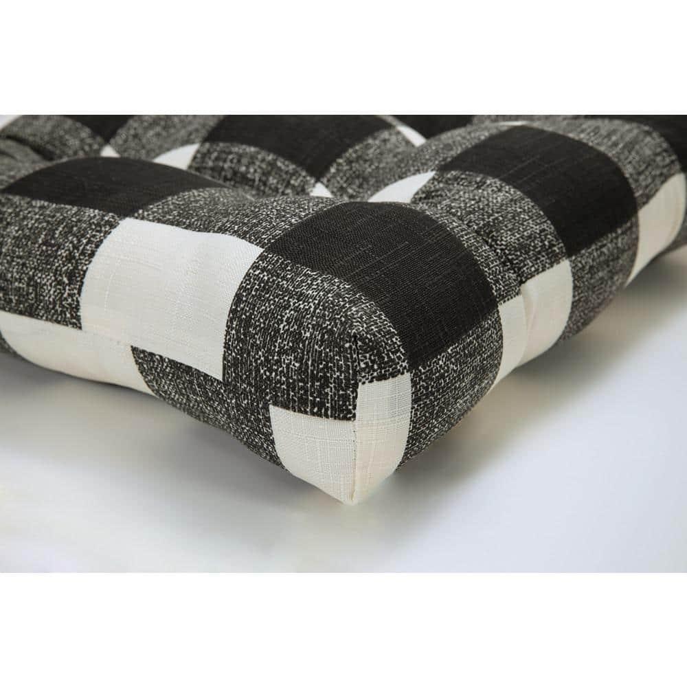 Pillow Perfect Outdoor/Indoor Anderson Matte Tufted Loveseat Cushion, 1 Count (Pack of 1), Black