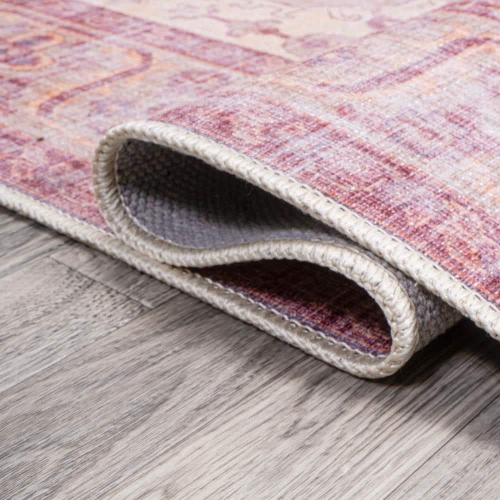 2' x 8' Alacati Ogee Medallion Machine Washable Indoor/Outdoor Runner Rug, Red/Orange/Cream - JONATHAN Y