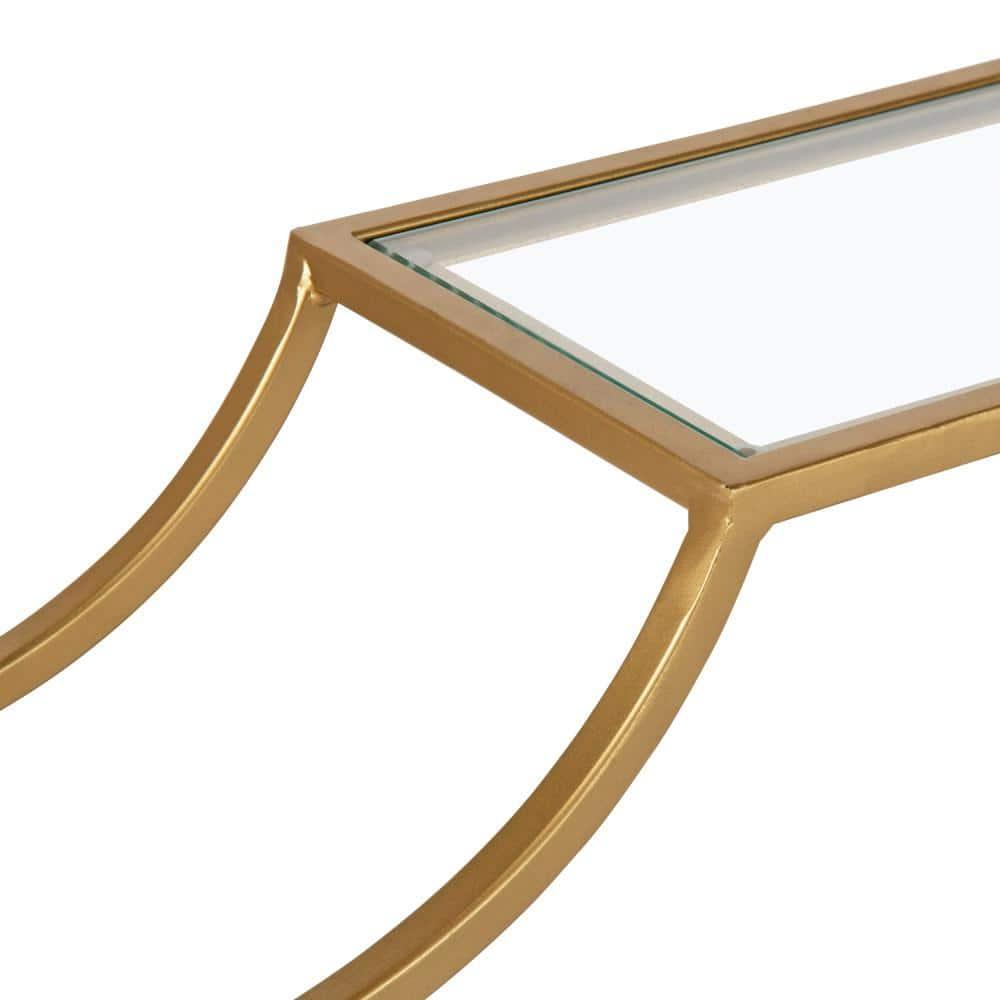 Kate and Laurel Metal Floating Shelves, Set of 2, 6" x 24", Gold