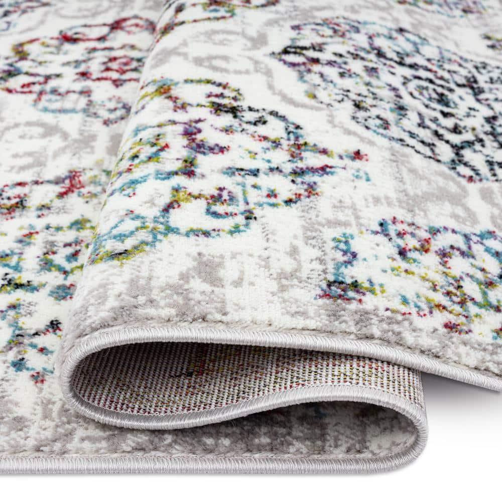 Home Dynamix Boho Andorra Transitional Damask Area Rug Ivory/Blue/Black, 5'2"x7'2"