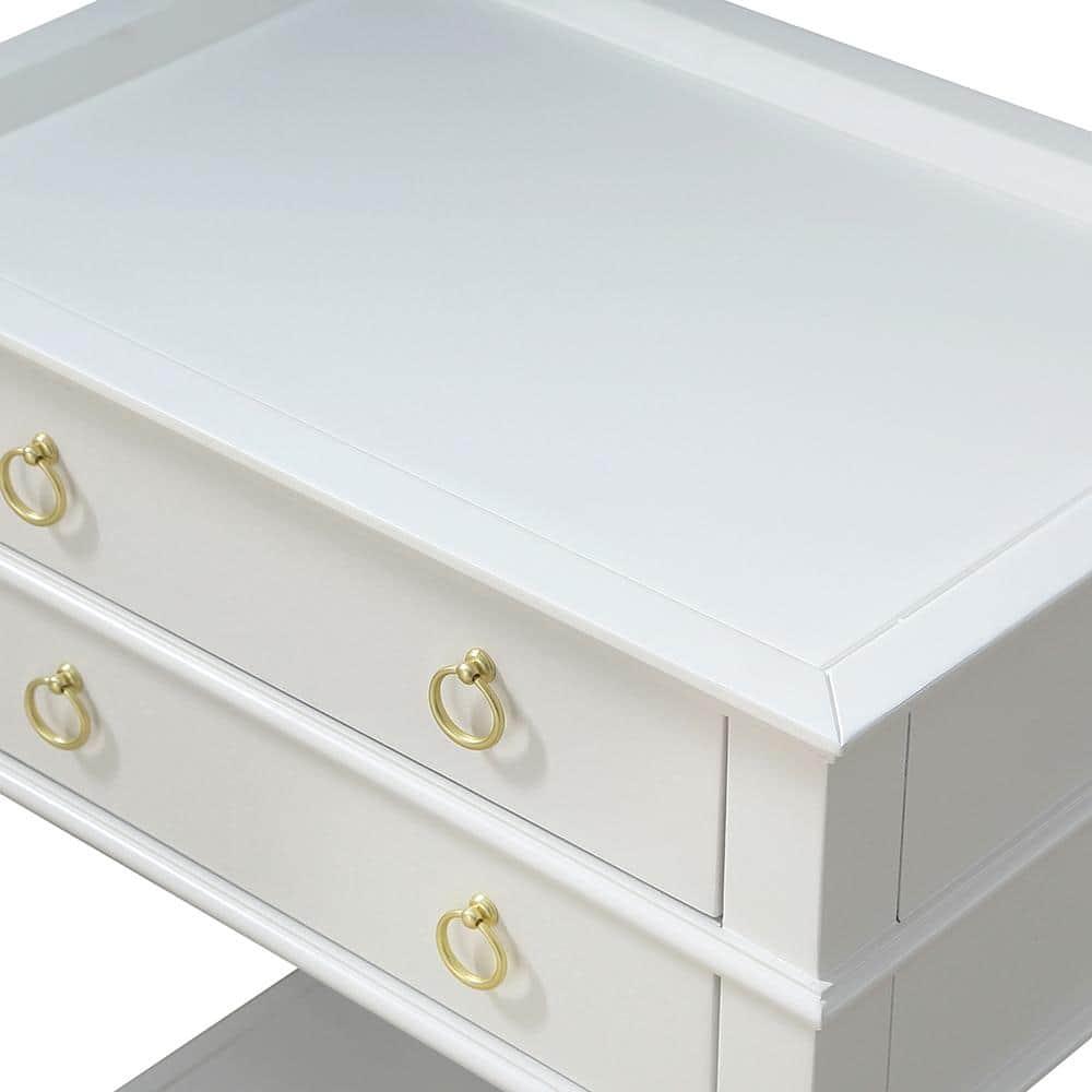 Comfort Pointe Clara 2-Drawer Tray Top Wood Nightstand in White