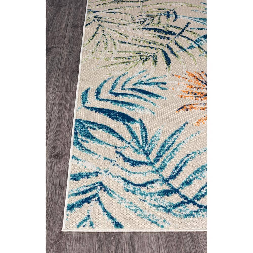 World Rug Gallery Bahama Palm Frond Floral Indoor/Outdoor Area Rug - Multi 5' x 7'