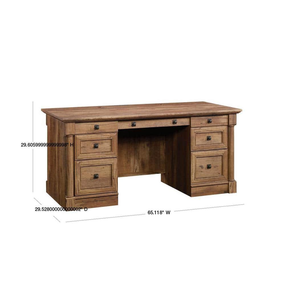 Sauder Palladia Executive Desk, Vintage Oak Finish
