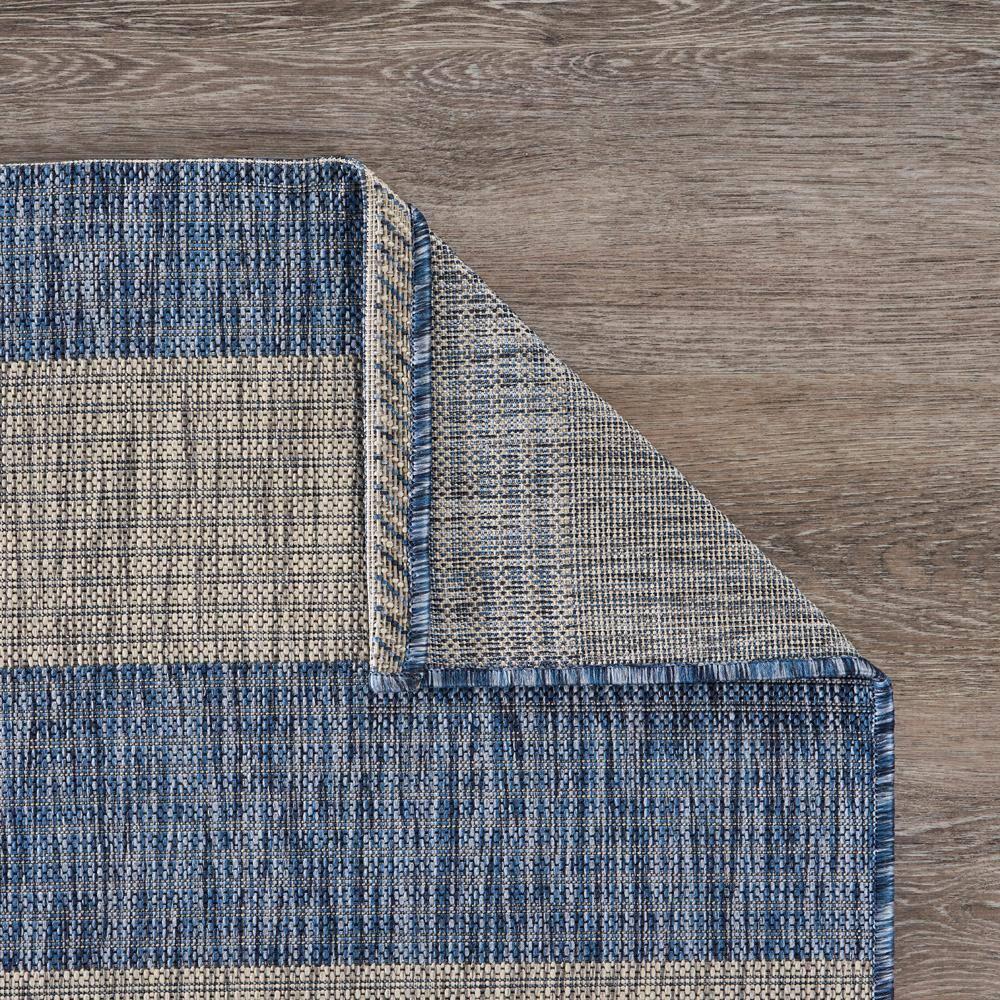 LR Home Camila 5' x 7', Gray/Blue Stripe Fade, Stain, and Moisture Resistant Indoor/Outdoor Area Rug