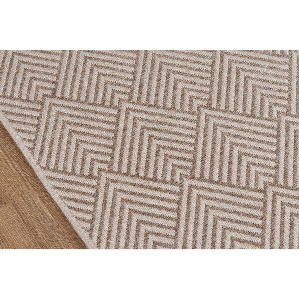 Beige Geometric Flat-Woven Synthetic 9'x13' Area Rug