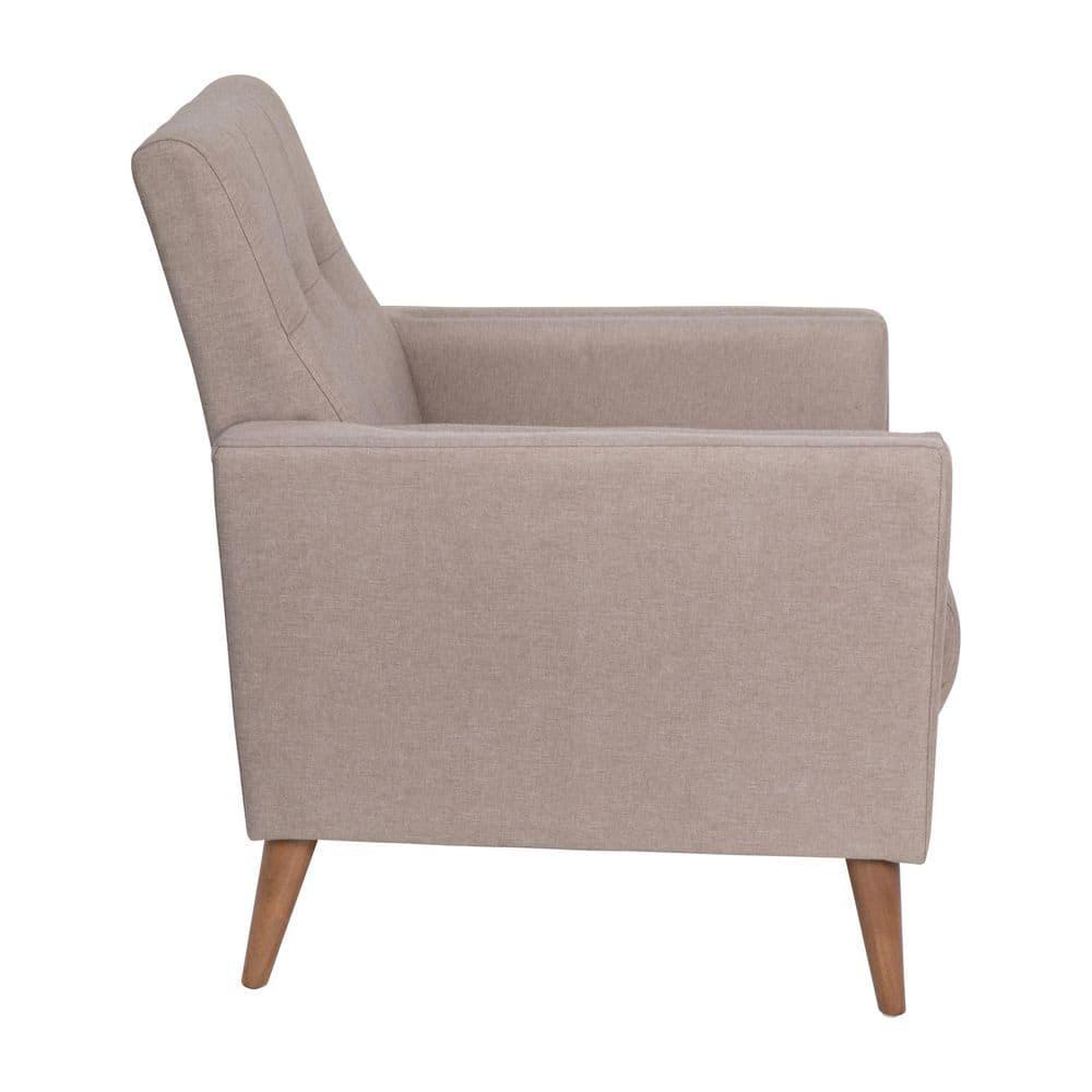 Taylor & Logan Cormac Armchair Taupe: Linen Upholstery, French Seam, Extended Seat, Wood Frame