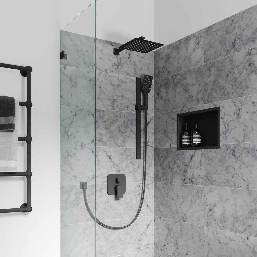 Pulse Showerspas Resort 10-in Rain Showerhead Combo Shower System with Adjustable Handshower Slide Bar and Pressure Balanced Mixing Valve 3008-MB-1.8GPM