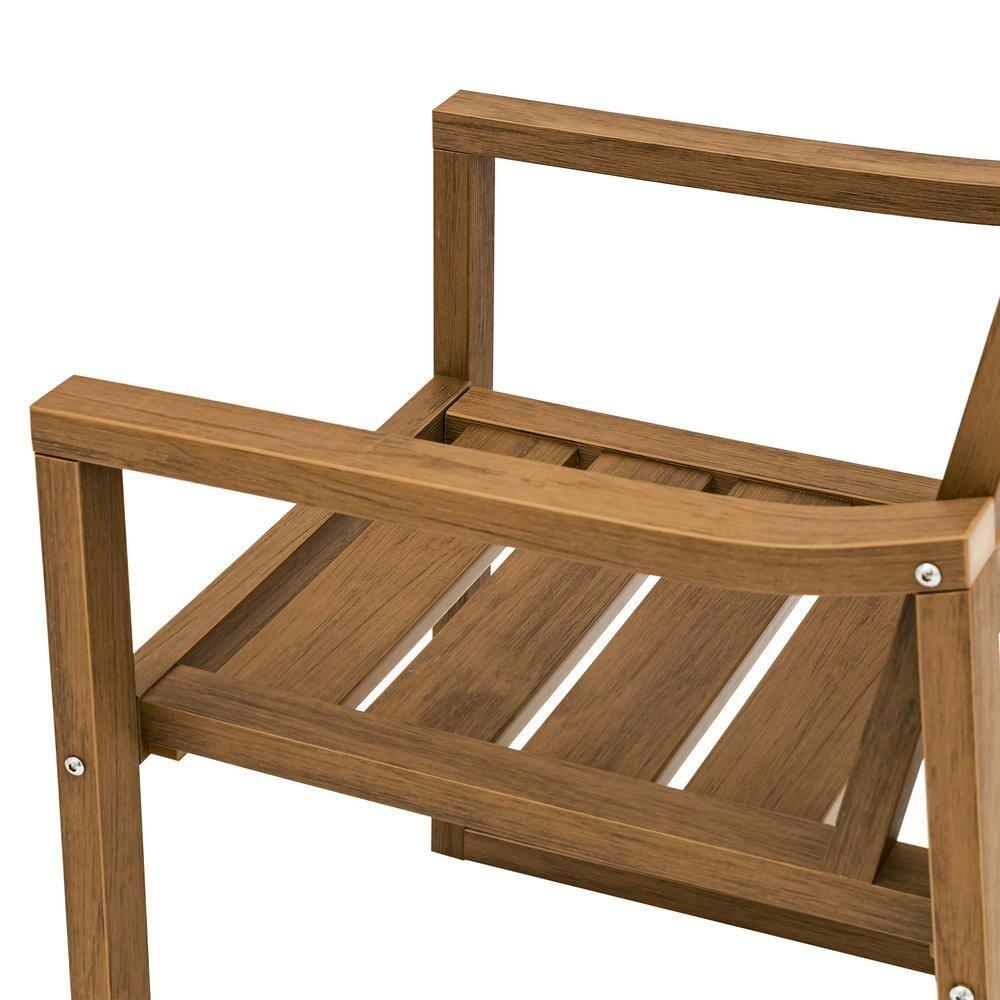 Brown Square-Leg Plastic HDPS Outdoor Dining Chairs All-Weather Indoor Outdoor Patio Dining Chairs with Armrest(4-pack)