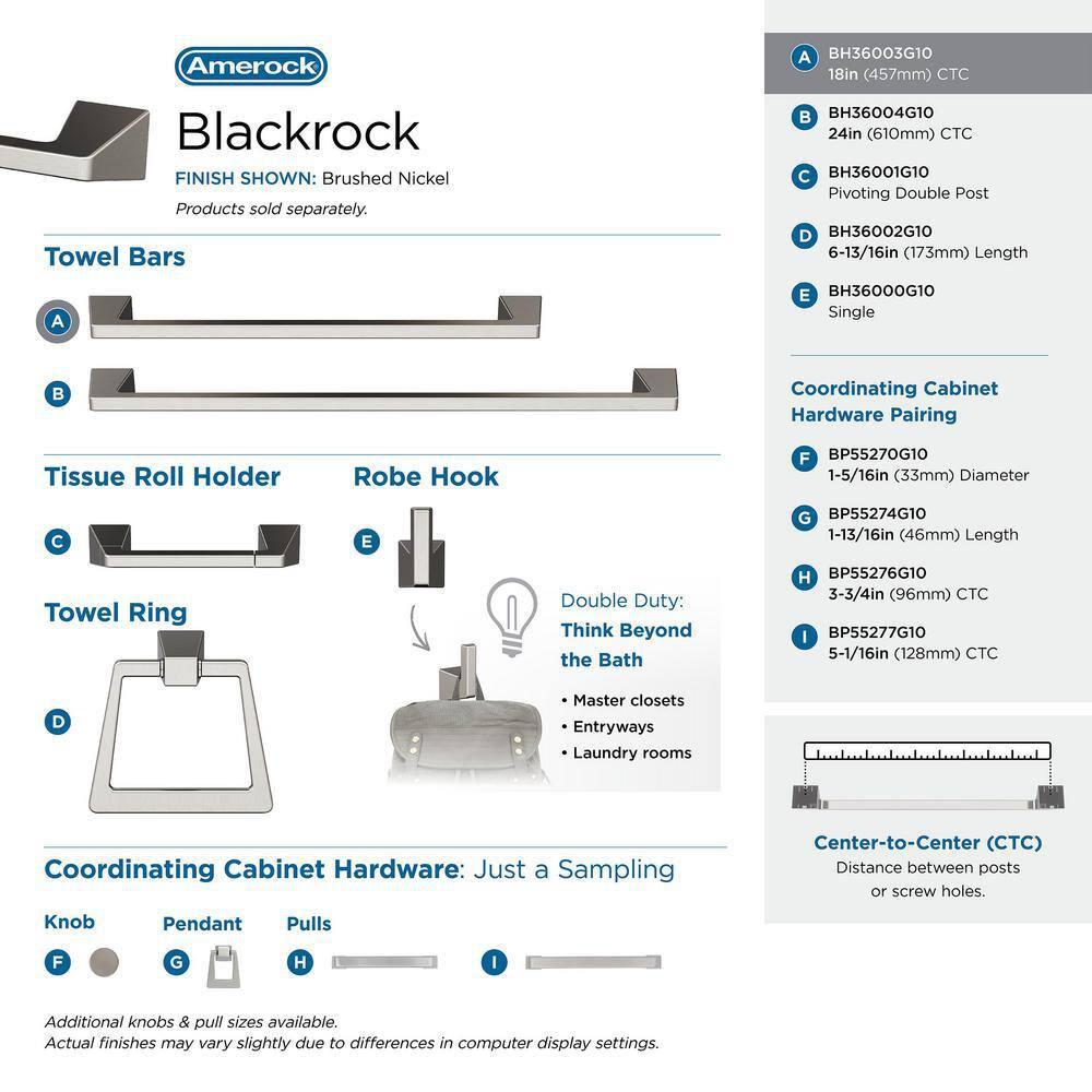 Amerock Blackrock Brushed Nickel 18 inch (457mm) Towel Bar