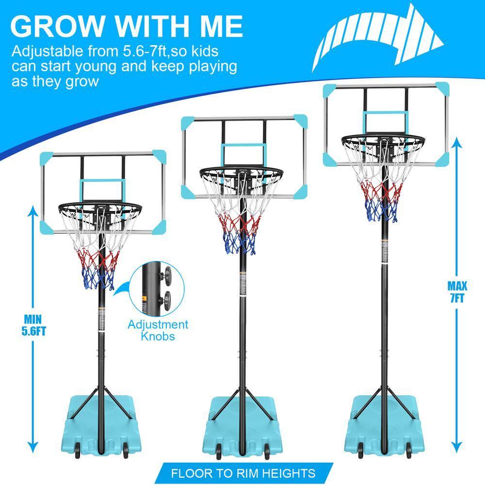 Blue Adjustable Polycarbonate Portable Basketball Goal System