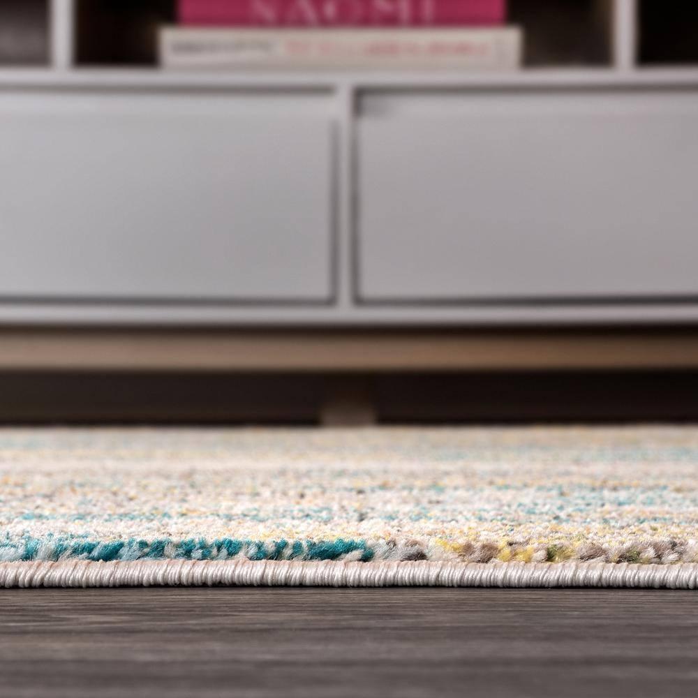 5'x8' Contemporary POP Modern Abstract Vintage Waterfall Area Rug, Blue/Brown/Orange - JONATHAN Y