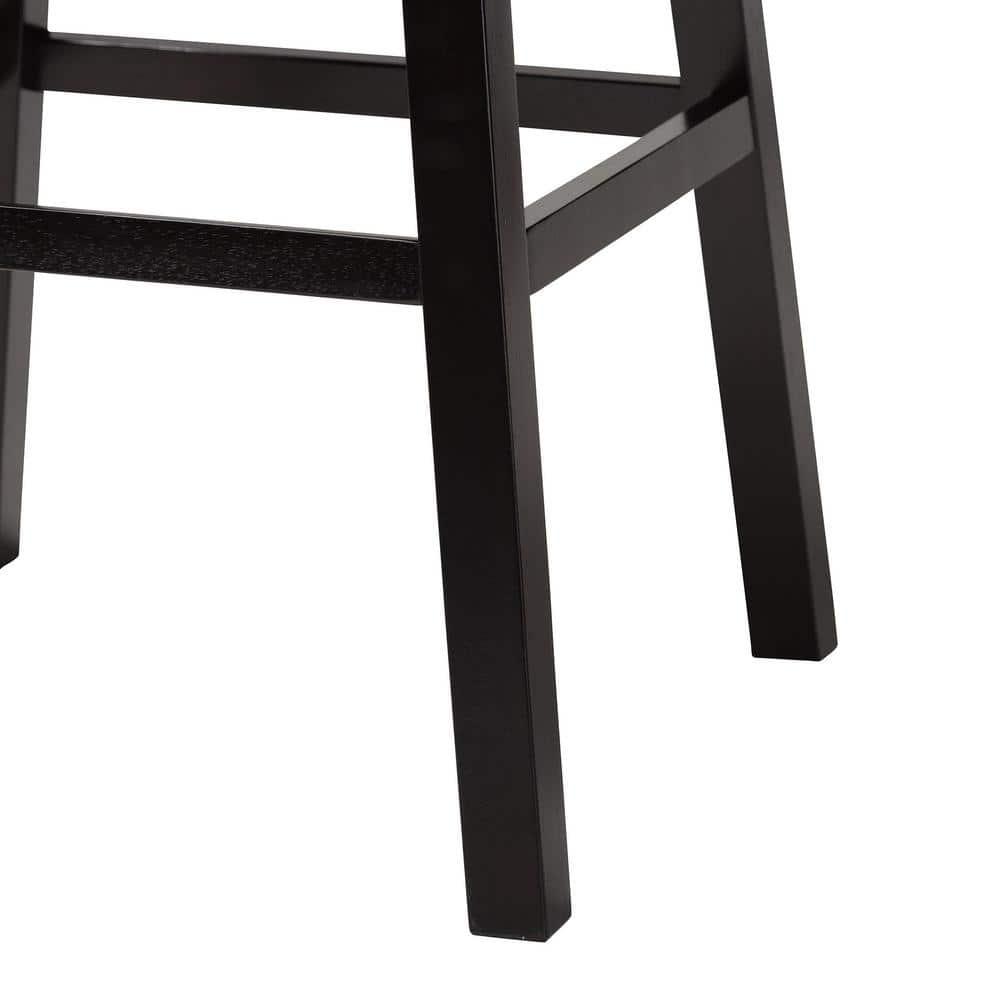 Set of 2 Avril Faux Leather Tufted Swivel Barstool with Nailhead Trim - White - Baxton Studio: Espresso Brown Legs, Rubberwood Frame