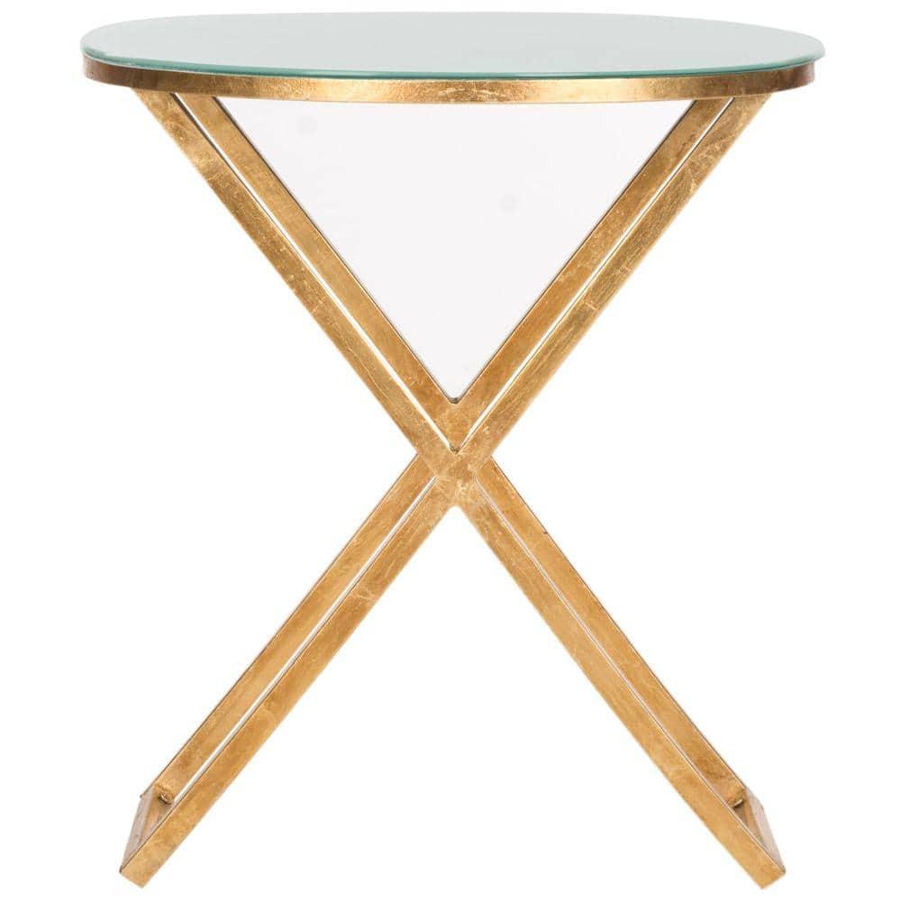 Riona Accent Table - Gold/White Glass - Safavieh.