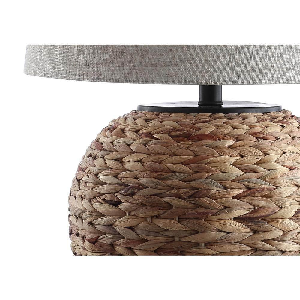 JYL6501A Alaro 24.5" Banana Leaf Basket LED Table Lamp Coastal Cottage Industrial Bedside Desk Nightstand for Bedroom Living Room Office College Bookcase LED Bulb Included, Natural