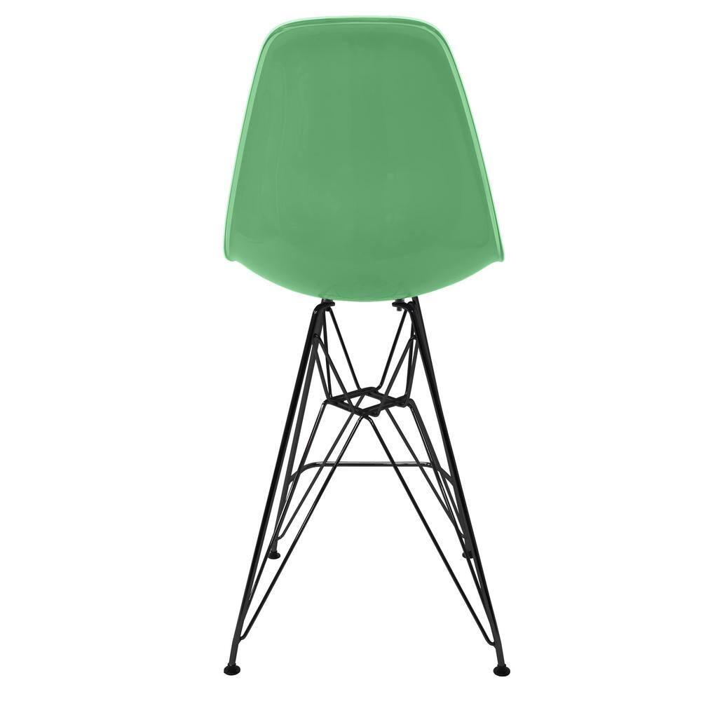LeisureMod Cresco Mid Century Modern Acrylic Counter Height Barstool with Black Steel Base – Ideal for Kitchens and Dining Rooms, White/Green