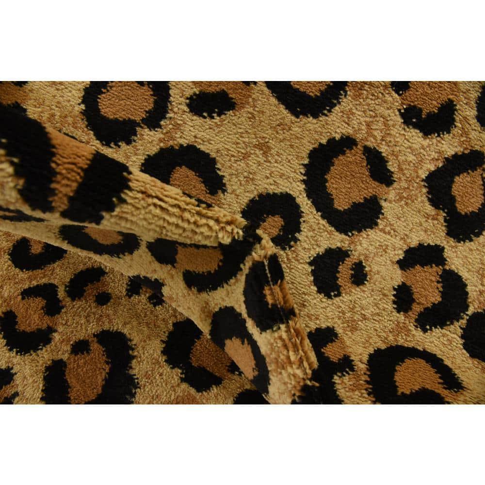 Unique Loom Wildlife Collection Area Rug - Leopard (3' 3" x 5' 3" Rectangle Light Brown/Black)