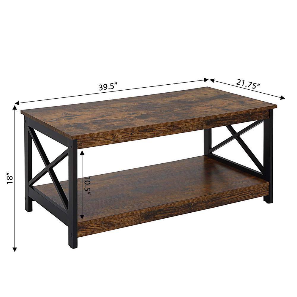 Convenience Concepts Oxford Coffee Table with Shelf, Barnwood/Black