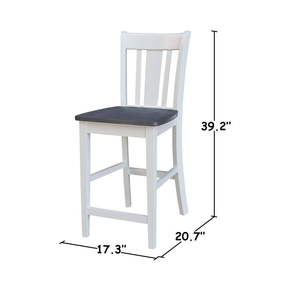 24" San Remo Counter Height Barstool White - International Concepts: Hardwood Frame, Armless Design, Fixed Seat