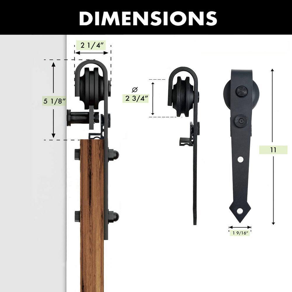 Homacer Black Rustic Sliding Barn Door Hardware Kit, for Two/Double Doors, 5.5ft Long Flat Track, Arrow Design Roller, Heavy Duty, for Interior & Exterior Use