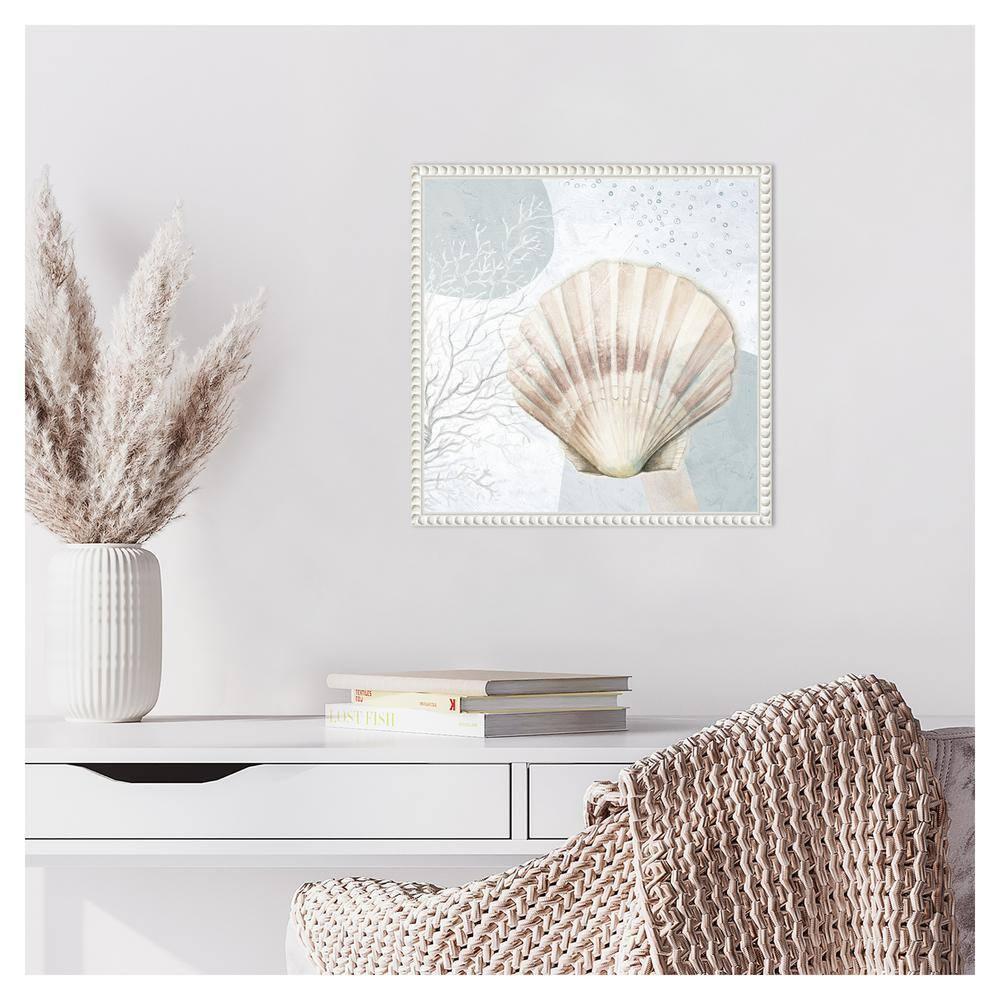 Amanti Art Ocean Oasis Bubbles Blush Scallop by Patricia Pinto Canvas Wall Art Print Framed 16 x 16-in.