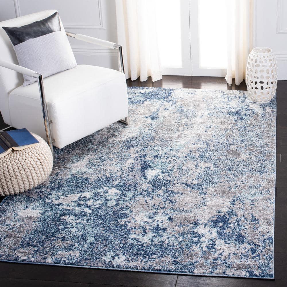 Aston ASN710 Power Loomed Area Rug - Navy/Grey - 3'x3' - Safavieh.