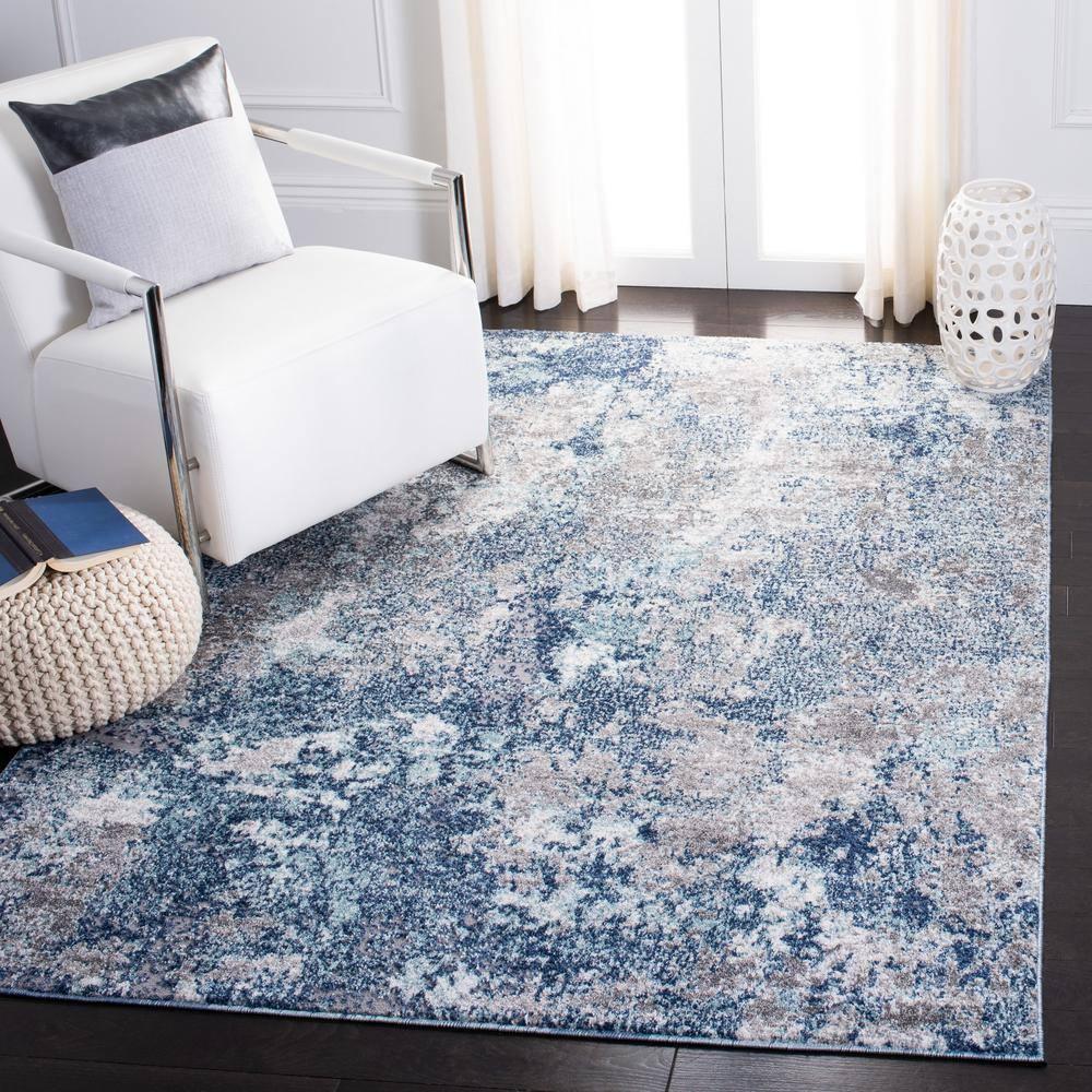 Aston ASN710 Power Loomed Area Rug - Navy/Grey - 8'x10' - Safavieh.