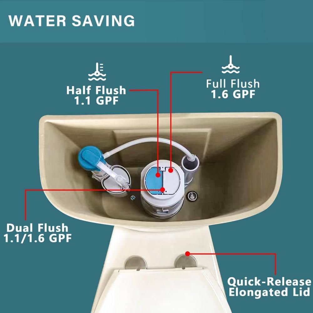 Aguamaph T2019RT 19 in. 2-Piece Toilet 1.1/1.6 GPF Dual Flush Round Toilet ADA Height with Soft-Close Seat
