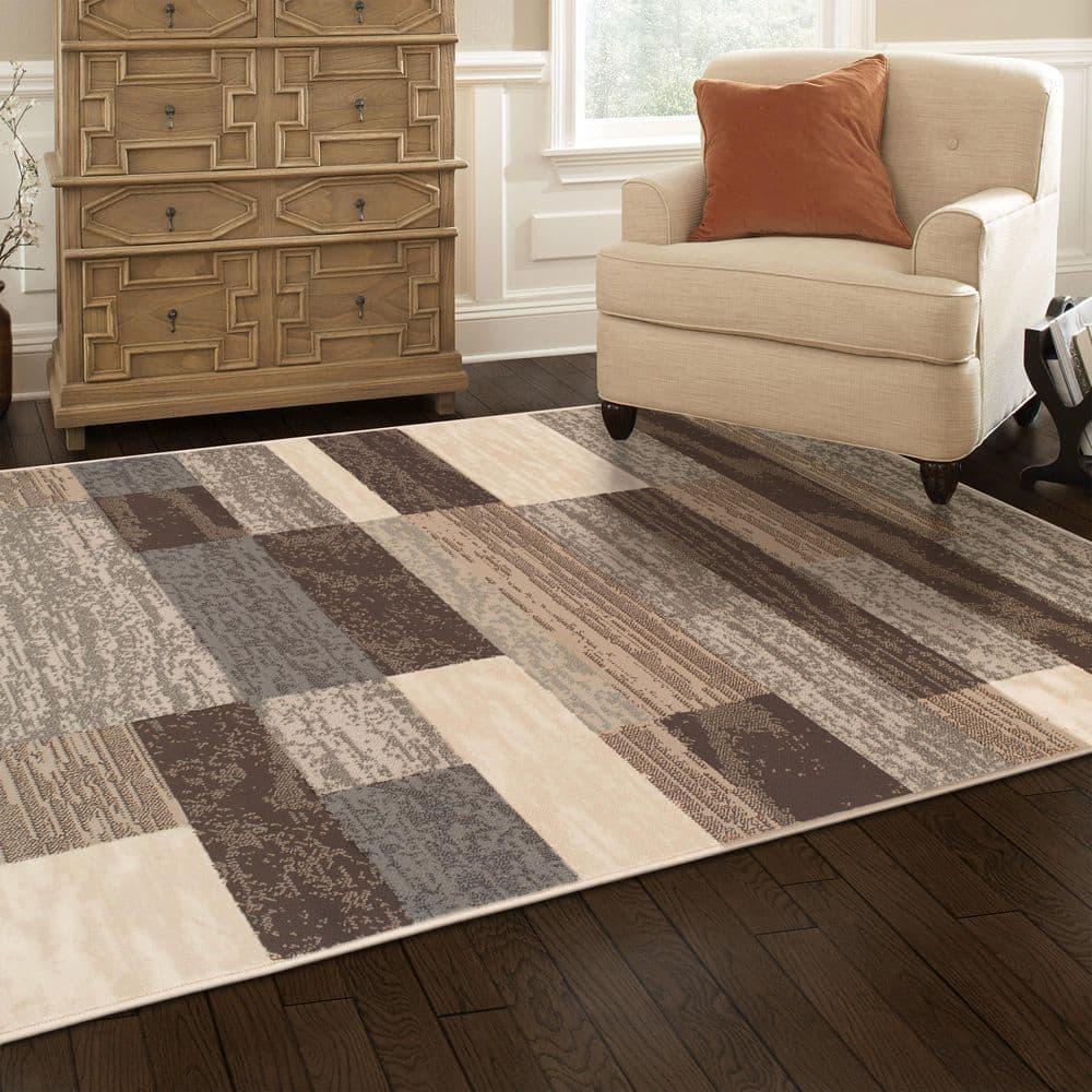 Slate Geometric Easy-Care Synthetic 5'x8' Area Rug