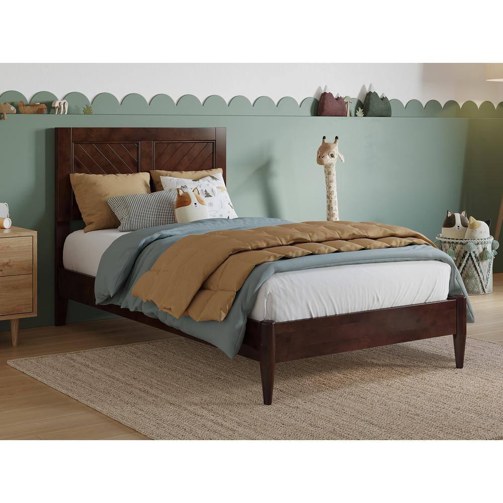 AFI Furnishings Berkshire Twin Solid Wood Low Profile Platform Bed in Walnut