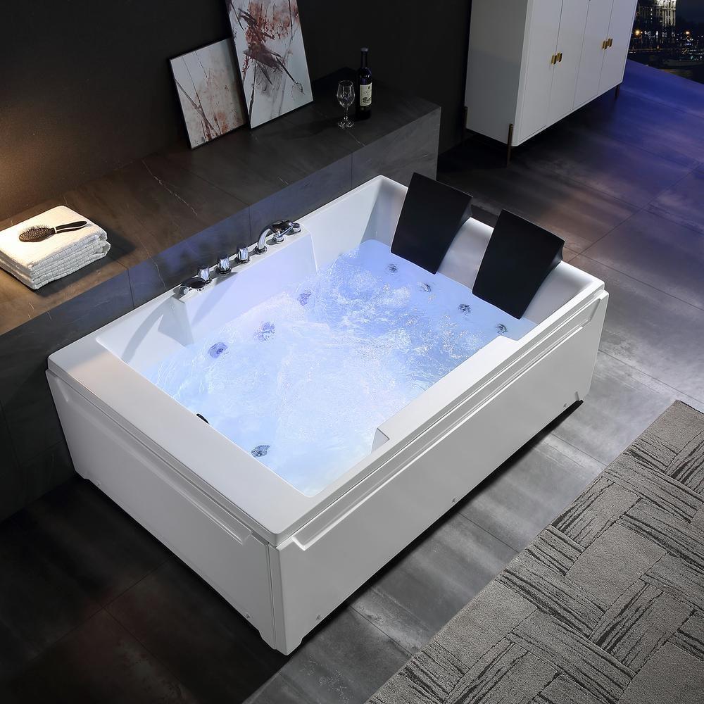 Modern 72'' x 48'' Alcove / Tile In Whirlpool Plastic / Acrylic Bathtub with Faucet