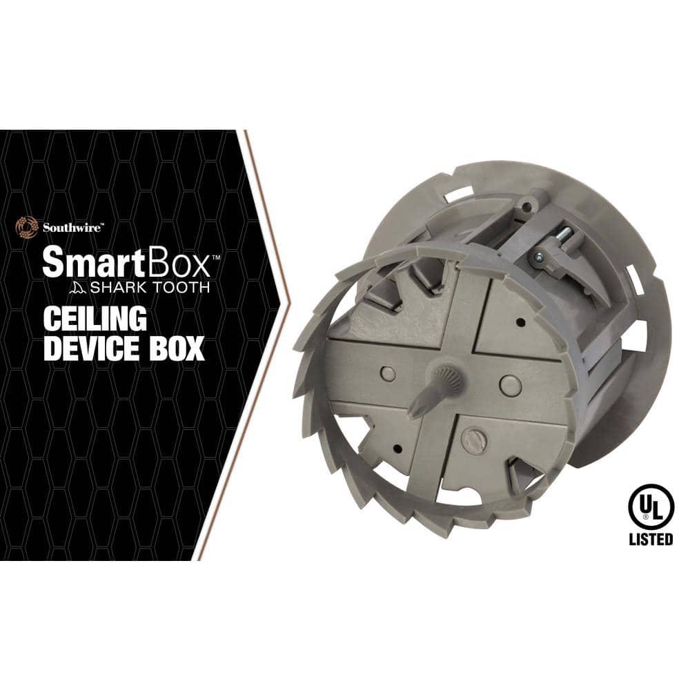 Madison Electric Products Smart Box Shark Tooth 1-Gang Gray Polycarbonate Interior Old Work Standard Round Ceiling/Wall Electrical Box