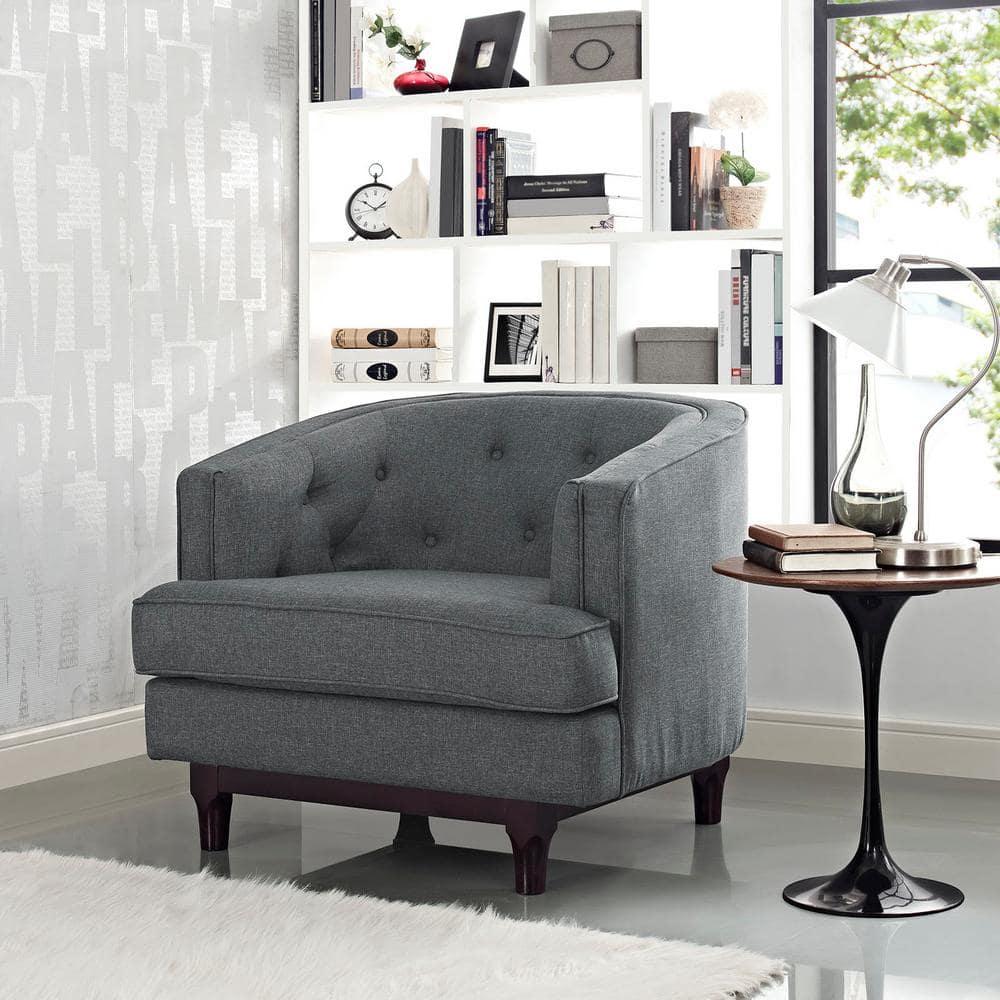 Modway Coast Upholstered Fabric Armchair in Gray