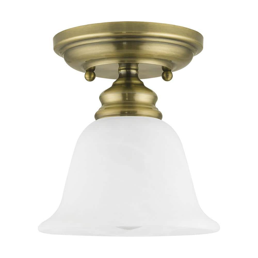 Livex Lighting Essex 1 - Light Flush Mount in  Antique Brass